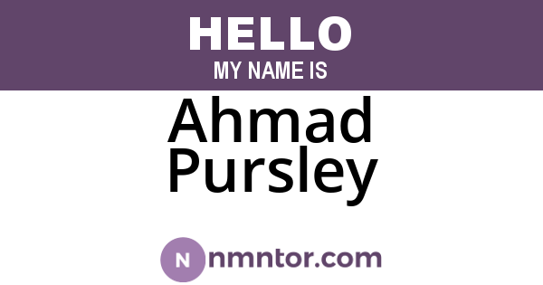 Ahmad Pursley