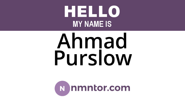 Ahmad Purslow