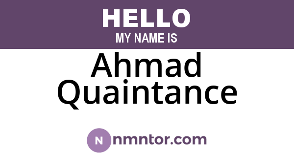 Ahmad Quaintance
