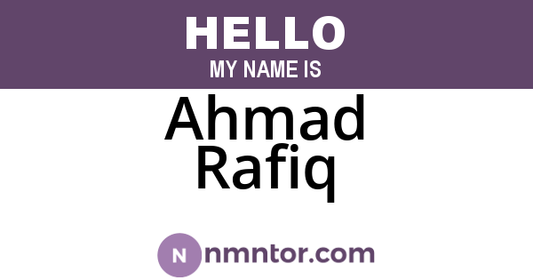 Ahmad Rafiq