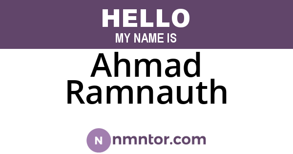 Ahmad Ramnauth