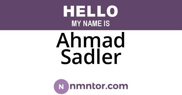 Ahmad Sadler