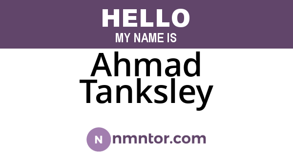 Ahmad Tanksley