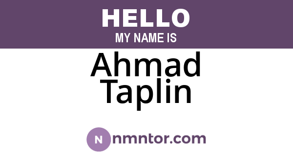 Ahmad Taplin