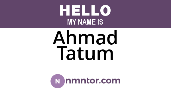 Ahmad Tatum