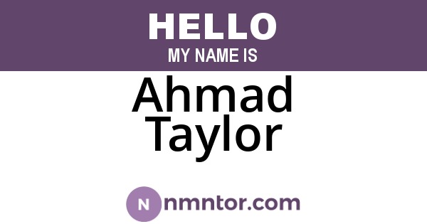 Ahmad Taylor