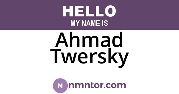 Ahmad Twersky