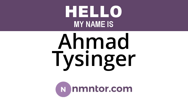 Ahmad Tysinger
