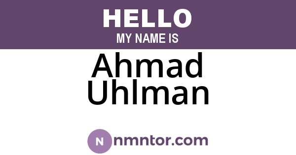 Ahmad Uhlman