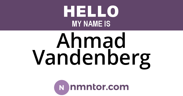 Ahmad Vandenberg