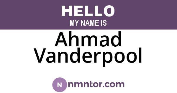 Ahmad Vanderpool