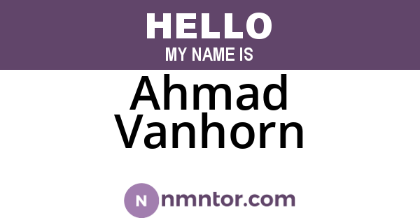 Ahmad Vanhorn