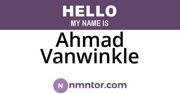 Ahmad Vanwinkle