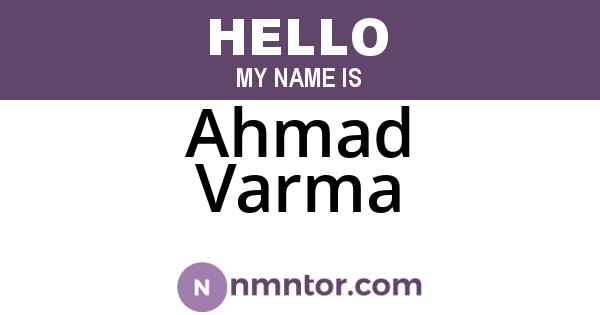 Ahmad Varma