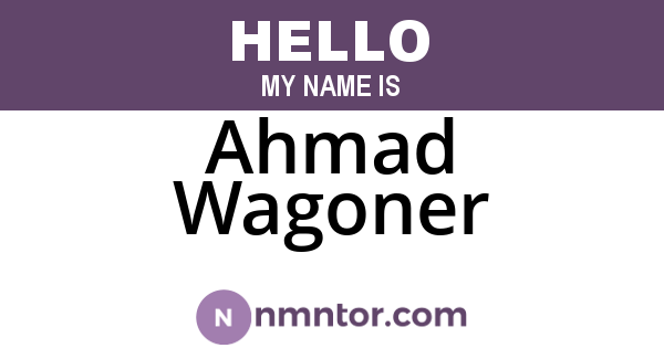 Ahmad Wagoner