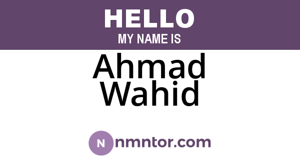 Ahmad Wahid