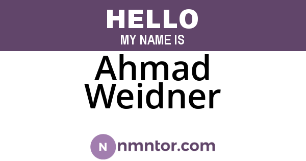 Ahmad Weidner