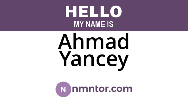 Ahmad Yancey
