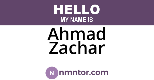 Ahmad Zachar
