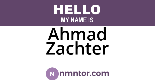 Ahmad Zachter