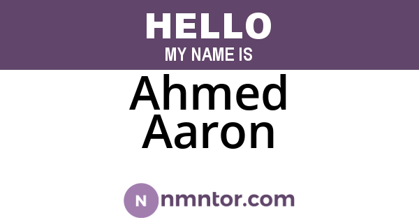 Ahmed Aaron