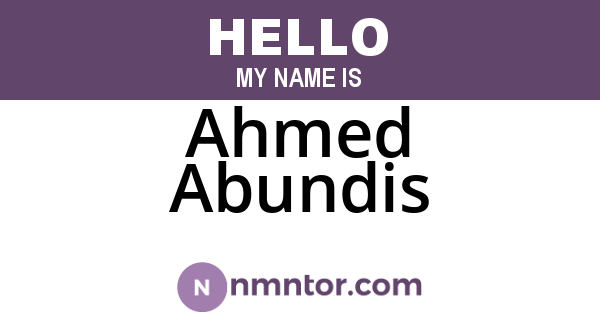 Ahmed Abundis