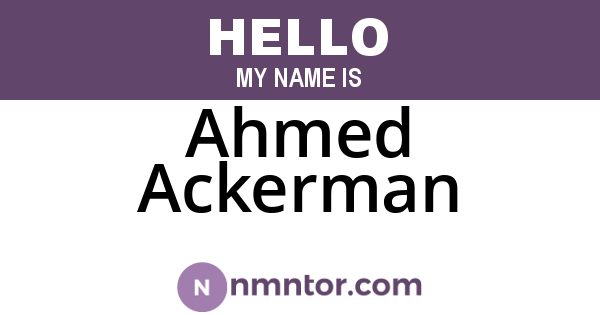 Ahmed Ackerman
