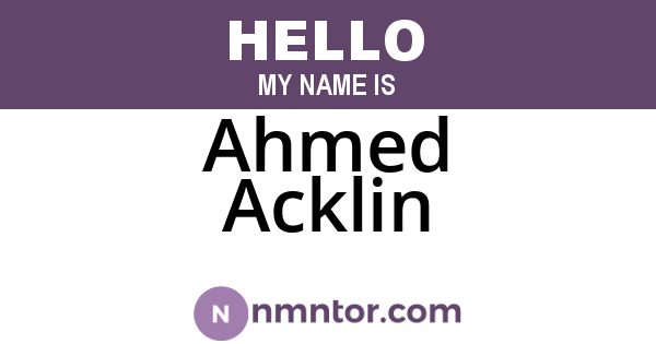 Ahmed Acklin