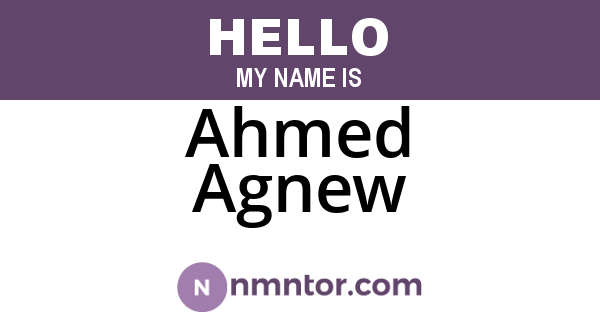 Ahmed Agnew