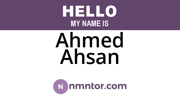 Ahmed Ahsan