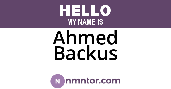 Ahmed Backus