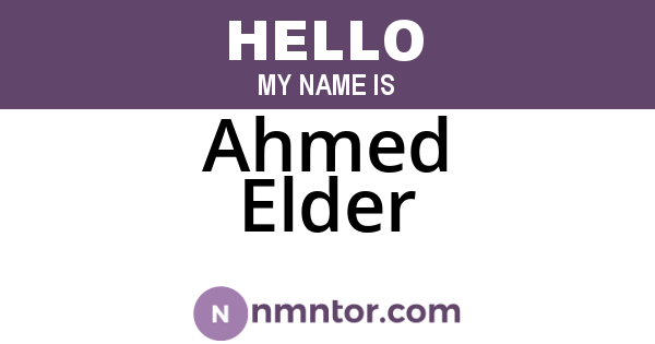 Ahmed Elder
