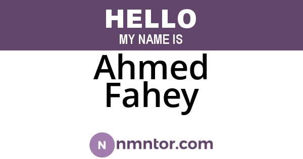 Ahmed Fahey