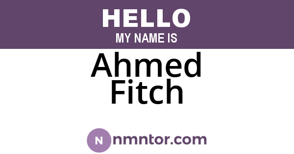 Ahmed Fitch