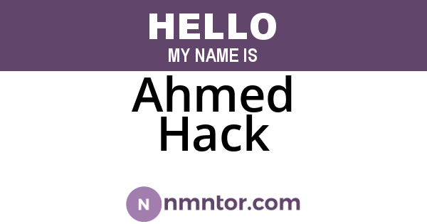 Ahmed Hack