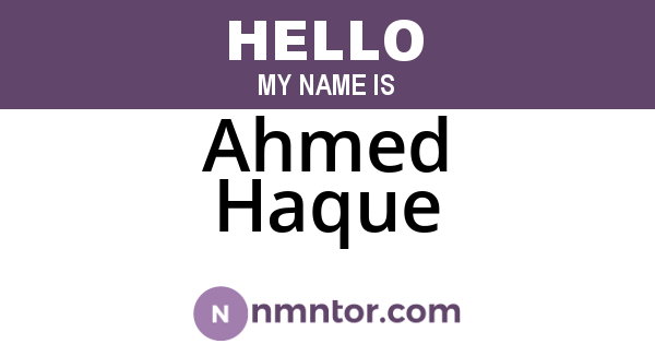 Ahmed Haque