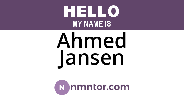 Ahmed Jansen