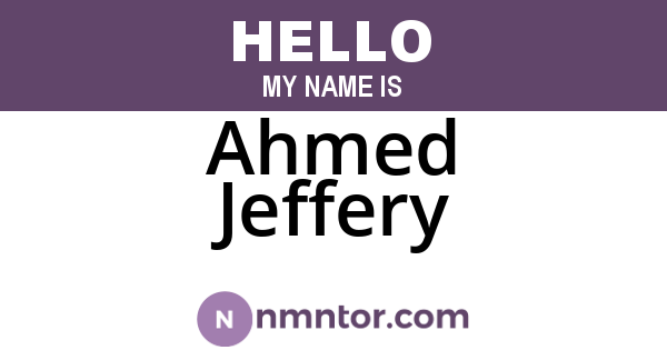 Ahmed Jeffery