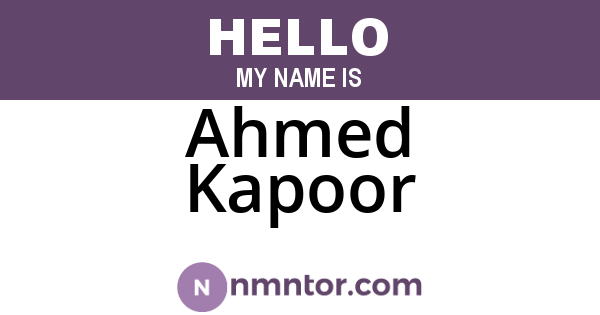 Ahmed Kapoor