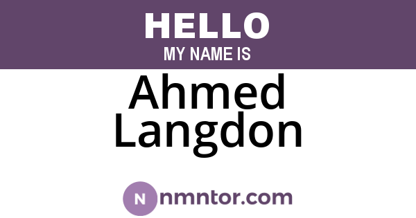 Ahmed Langdon