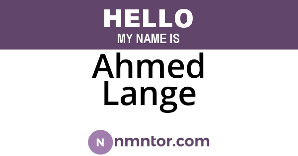 Ahmed Lange