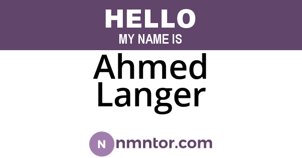 Ahmed Langer