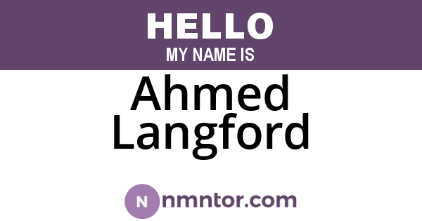 Ahmed Langford