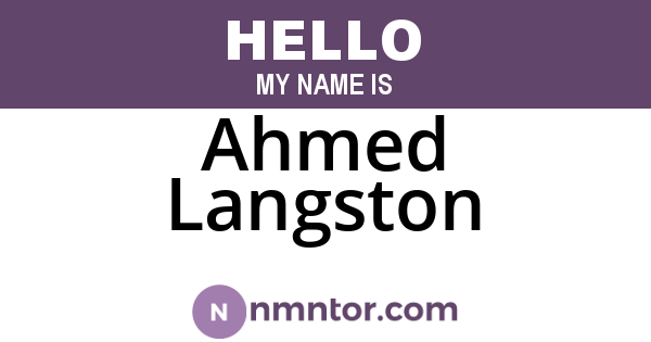 Ahmed Langston