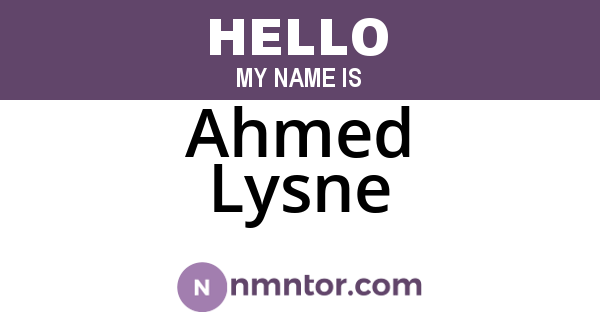 Ahmed Lysne
