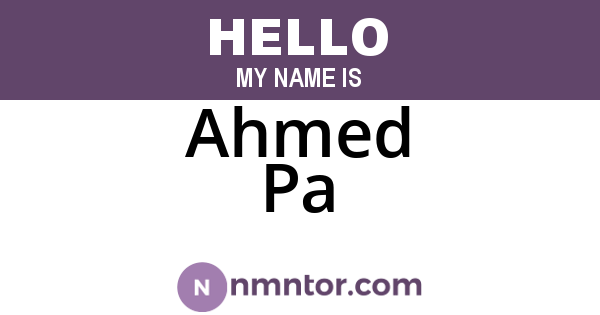 Ahmed Pa