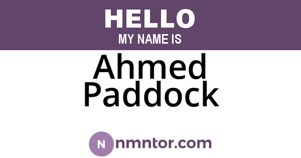 Ahmed Paddock