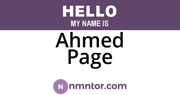 Ahmed Page