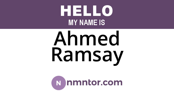 Ahmed Ramsay