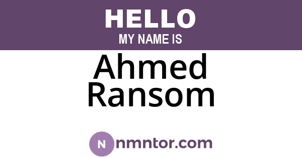 Ahmed Ransom